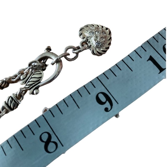 NEW Silver Chain Link Necklace with Cz Encrusted Heart Charm 8" - Picture 5 of 6